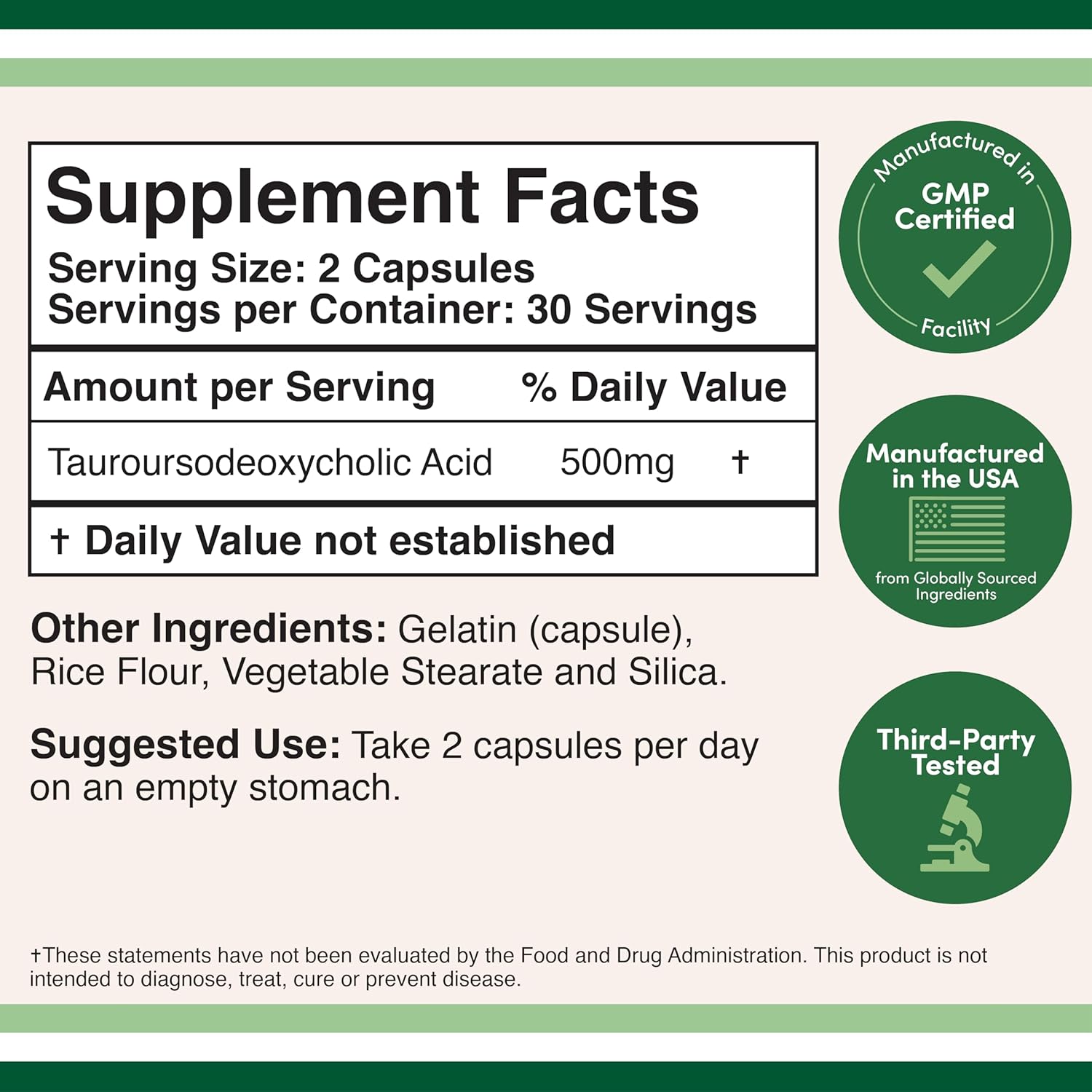 Double Wood Supplements TUDCA Bile Salts Liver Support Capsules - 500mg Servings - Gallbladder Cleanse - Strong Bitter Taste - 60 Capsules