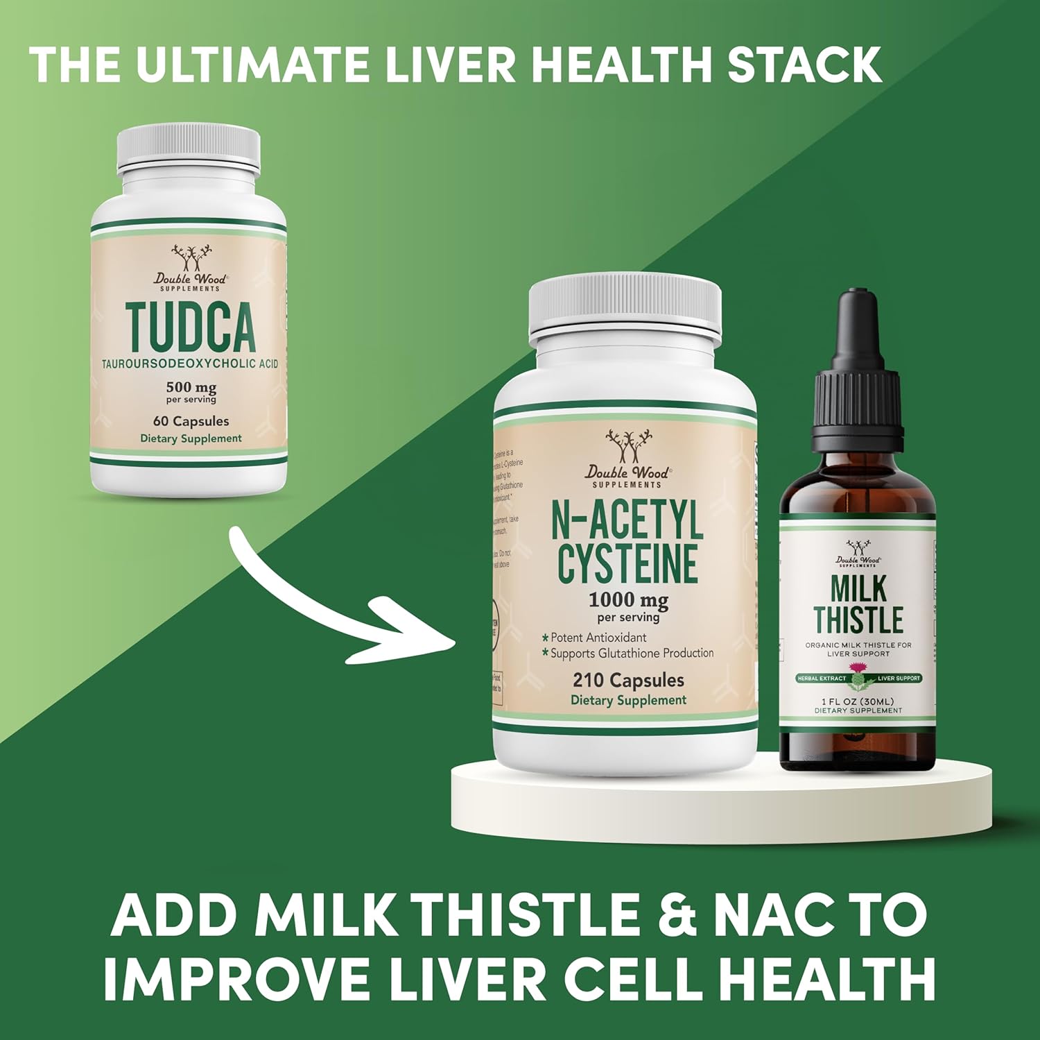 Double Wood Supplements TUDCA Bile Salts Liver Support Capsules - 500mg Servings - Gallbladder Cleanse - Strong Bitter Taste - 60 Capsules