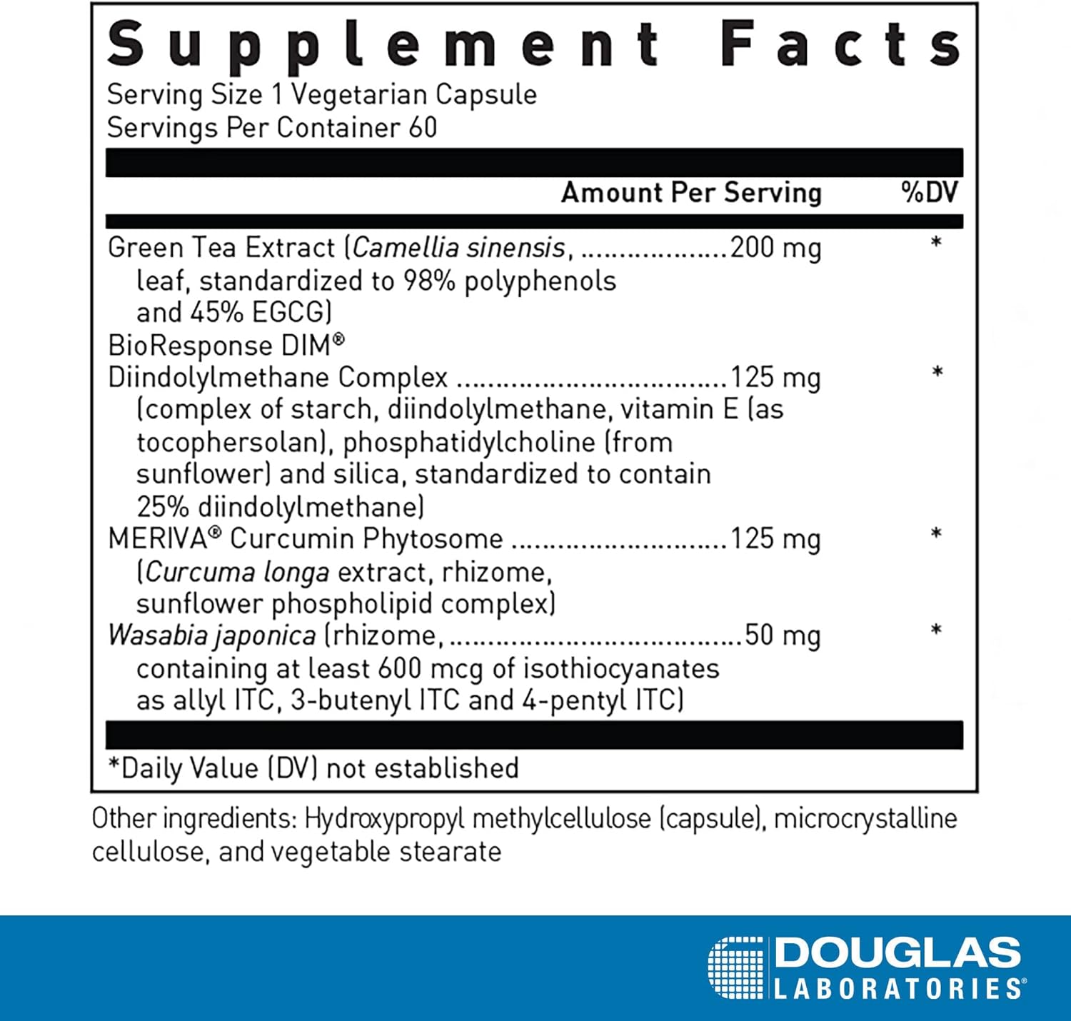 Douglas Laboratories DIM Enhanced Capsules - Promotes Hormone Balance, Cellular Health, and Detoxification - Antioxidants, Green Tea, Wasabia - 60 Vegetarian Capsules