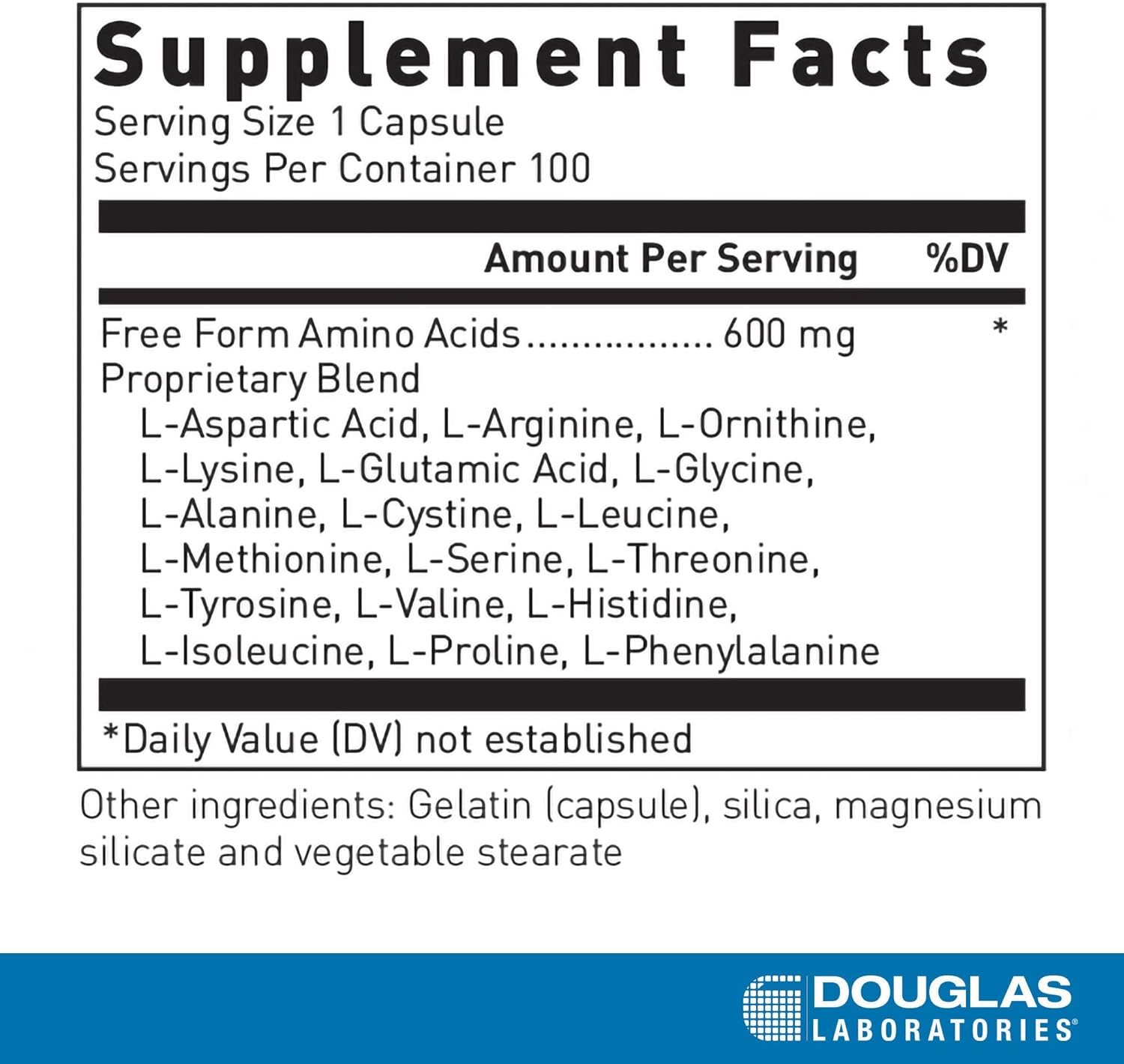 Douglas Laboratories Free Form Amino Capsules | Energy & Muscle Support | 100 Capsules