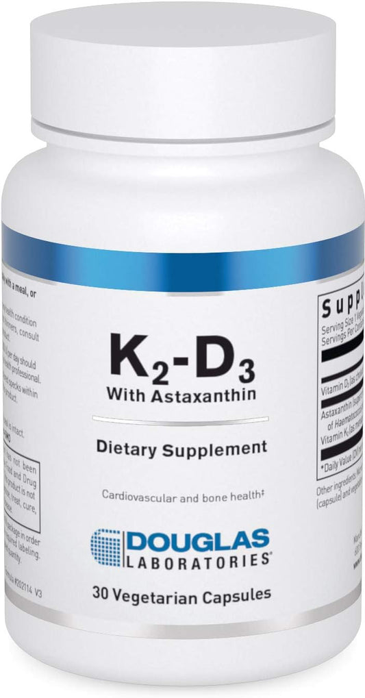 Douglas Laboratories K2-D3 Capsules with Astaxanthin for Bone, Immune, & Vascular Health - 30 Vegetarian Capsules
