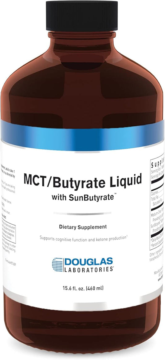 Douglas Laboratories MCT/Butyrate Liquid with SunButyrate | High Concentration Caprylic and Butyric Acid | 15.6 fl. oz. Lemon Vanilla Flavor