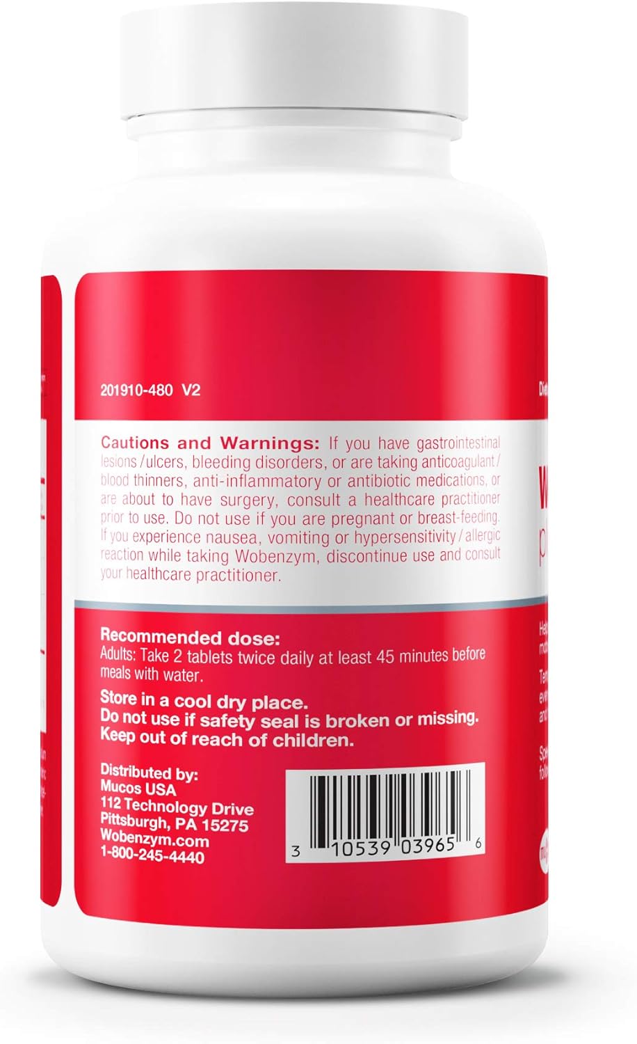 Douglas Laboratories Wobenzym Plus 480 Tablets - Joint Support & Muscle Recovery with Bromelain, Rutin, Trypsin - Enteric-Coated Proteolytic Enzymes