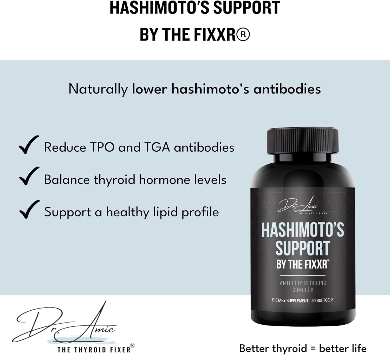 Dr. Amie's Fixxr Hashimoto's Support: Antibody Reducing Complex, 30 Softgels