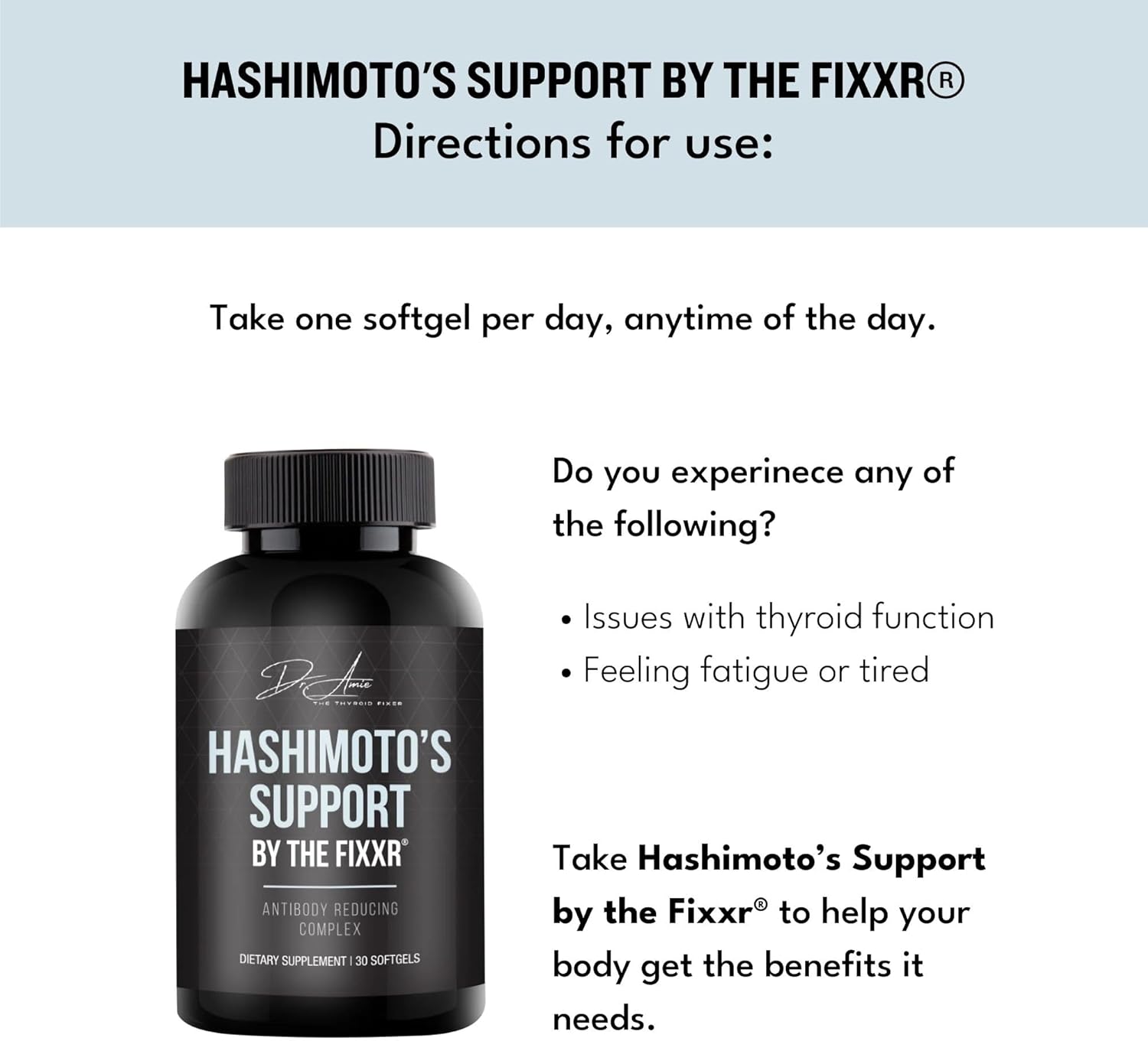 Dr. Amie's Fixxr Hashimoto's Support: Antibody Reducing Complex, 30 Softgels