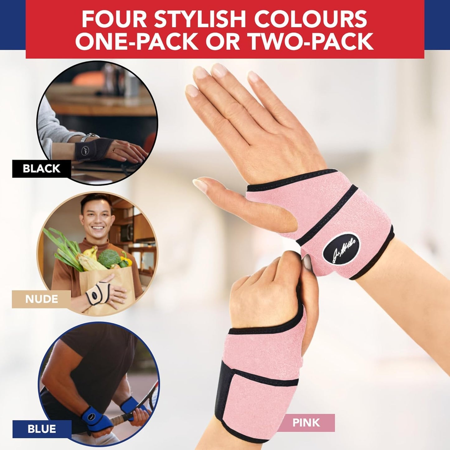 Dr. Arthritis Wrist Brace for Carpal Tunnel & Arthritis - Doctor Developed Hand Support for Fitness & Weightlifting - Pink, 1 Pack with Handbook
