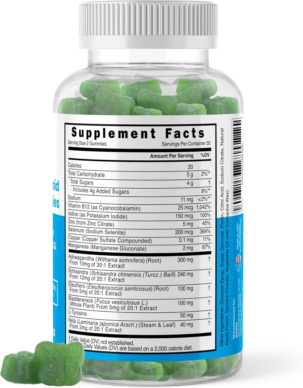 Dr. Awan Thyroid Support Gummies with Kelp, Selenium, and Ashwagandha for Energy and Immunity - 180 Gummies, 90-Day Supply