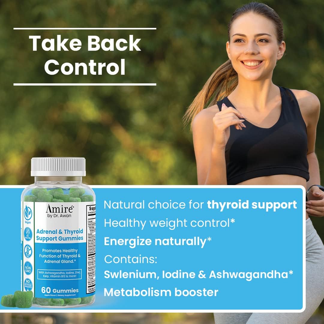 Dr. Awan Thyroid Support Gummies with Kelp, Selenium, and Ashwagandha for Energy and Immunity - 180 Gummies, 90-Day Supply