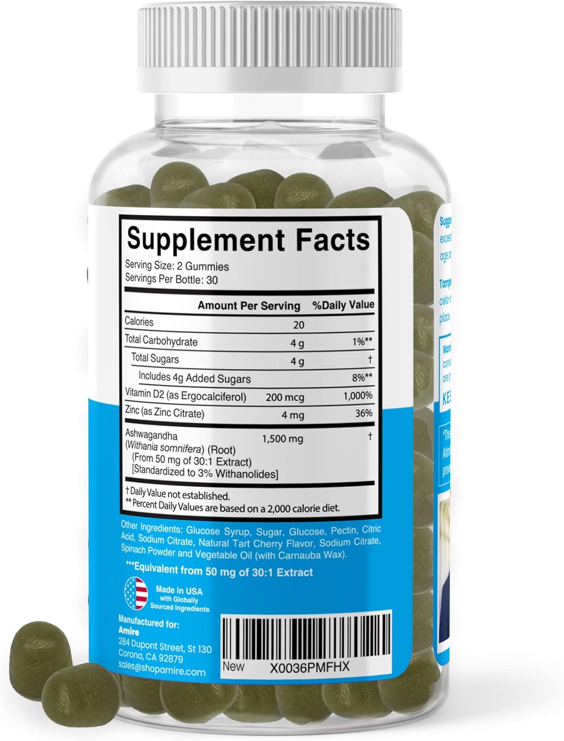 Dr. Awan's Amire Ashwagandha Gummies - Mood, Energy, & Immune Support - 120ct, 60 Day Supply