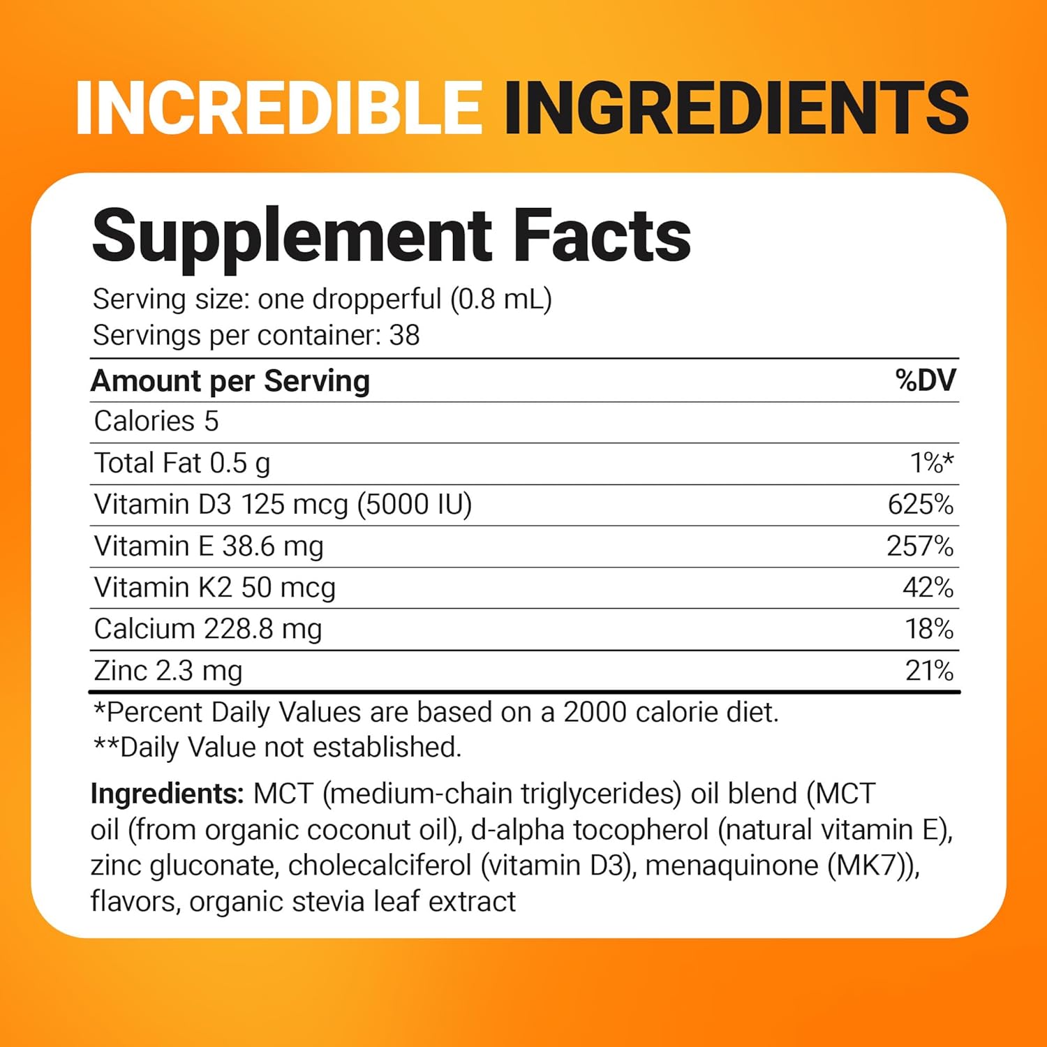 Dr. Berg Liquid Vitamin D3 & K2 Supplement with Zinc - Supports Bone, Teeth, Mood & Immune Health - 1 fl oz