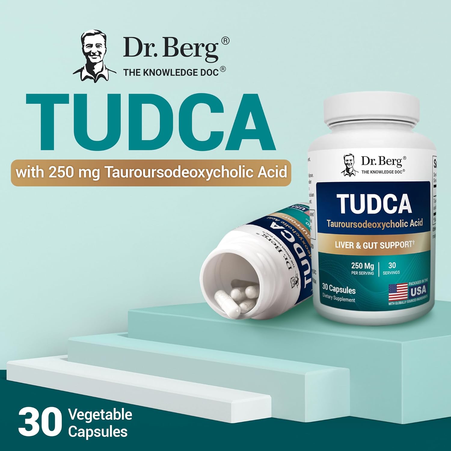 Dr. Berg TUDCA Supplement - Powerful Formula for Liver, Bile, Gallbladder & Digestive Health - 30 Capsules
