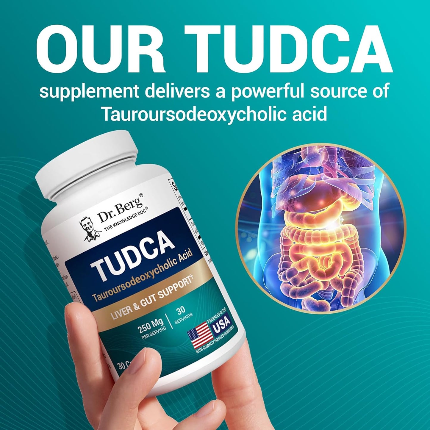 Dr. Berg TUDCA Supplement - Powerful Formula for Liver, Bile, Gallbladder & Digestive Health - 30 Capsules
