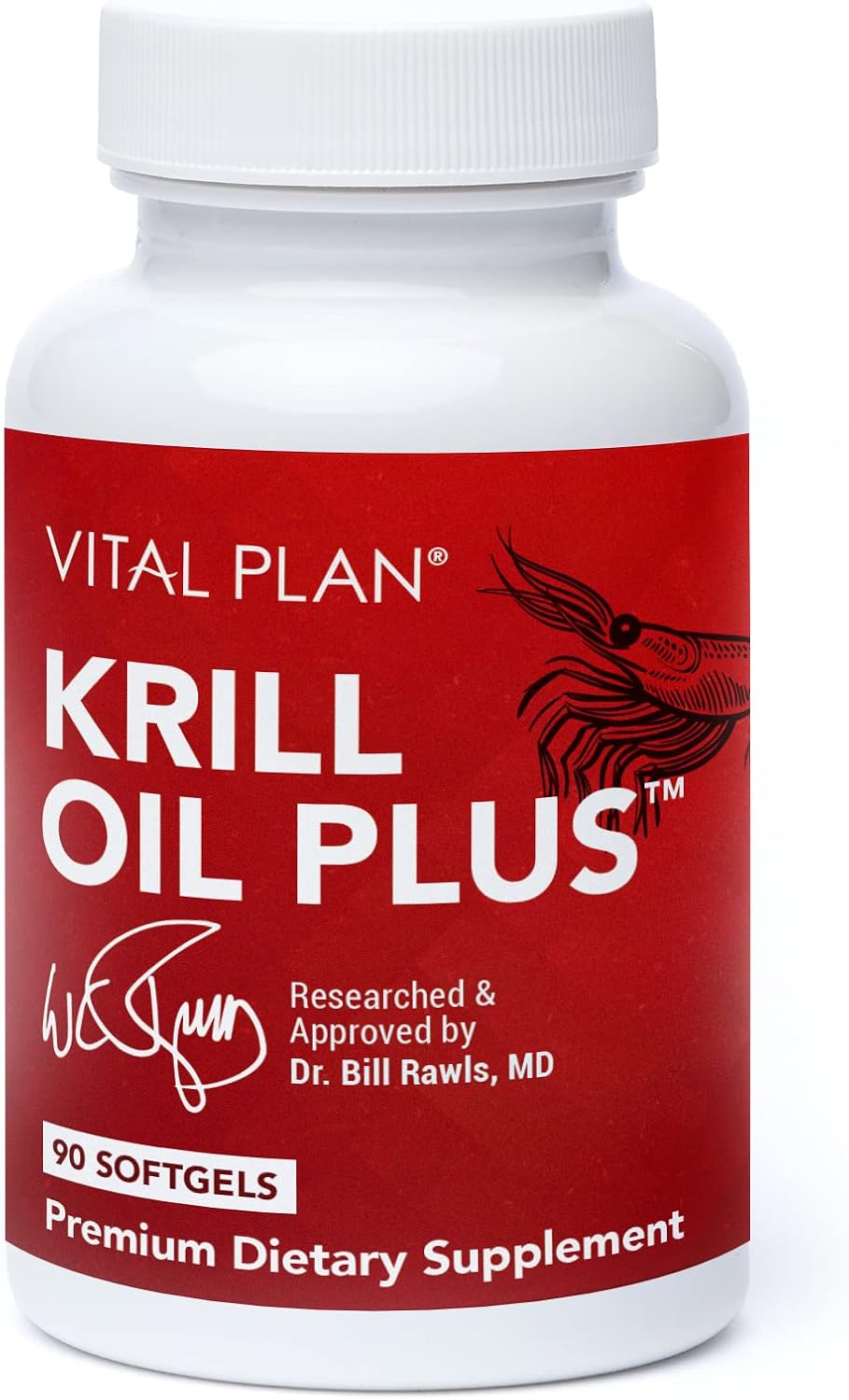 Dr. Bill Rawls Approved Krill Oil Plus Softgels with Astaxanthin for Heart, Liver, & Brain Health - 90 Omega-3 Supplements