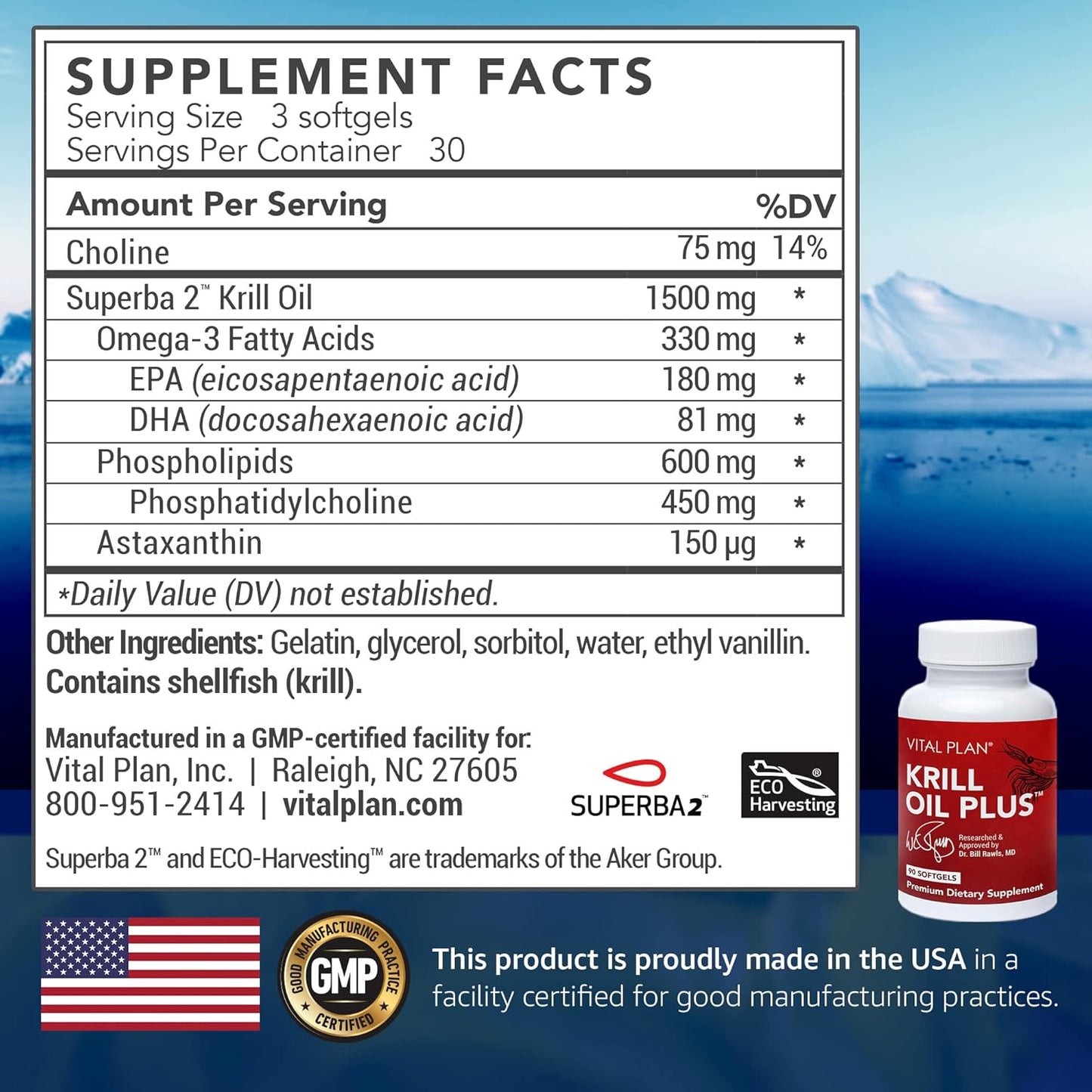 Dr. Bill Rawls Approved Krill Oil Plus Softgels with Astaxanthin for Heart, Liver, & Brain Health - 90 Omega-3 Supplements