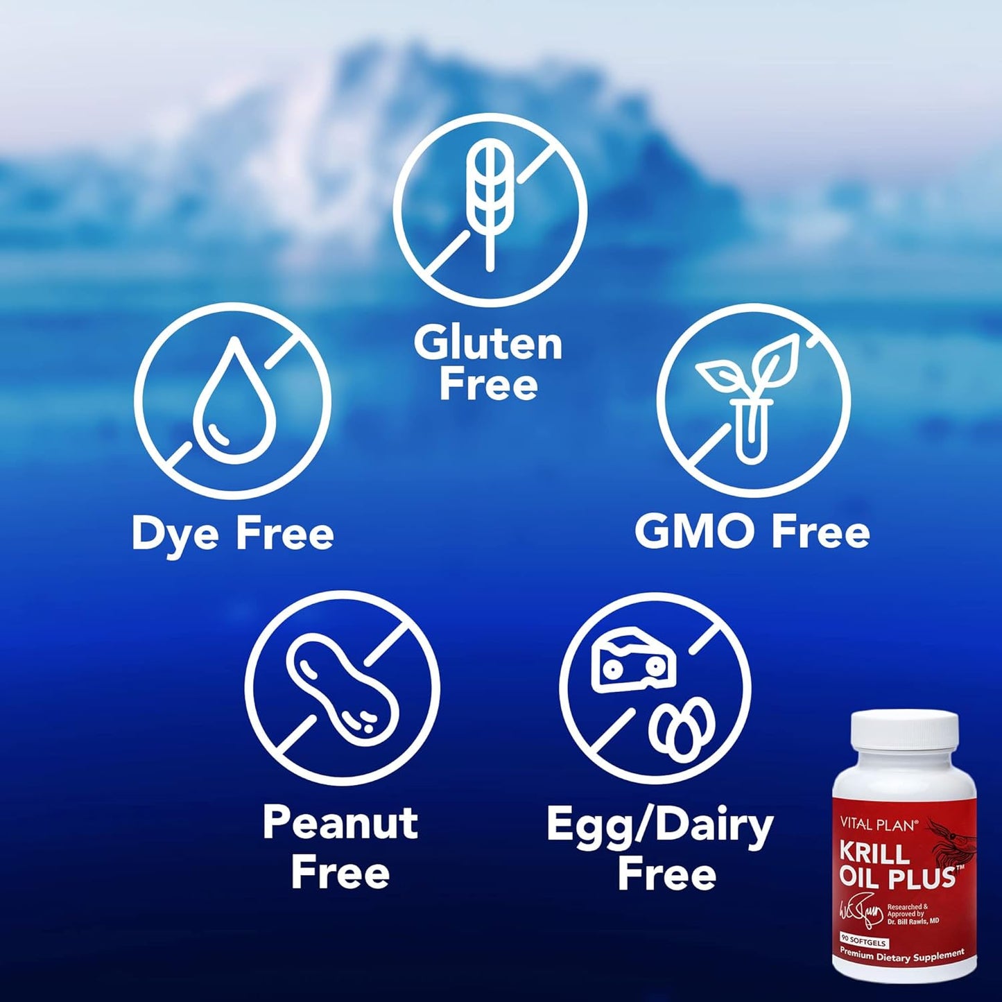 Dr. Bill Rawls Approved Krill Oil Plus Softgels with Astaxanthin for Heart, Liver, & Brain Health - 90 Omega-3 Supplements