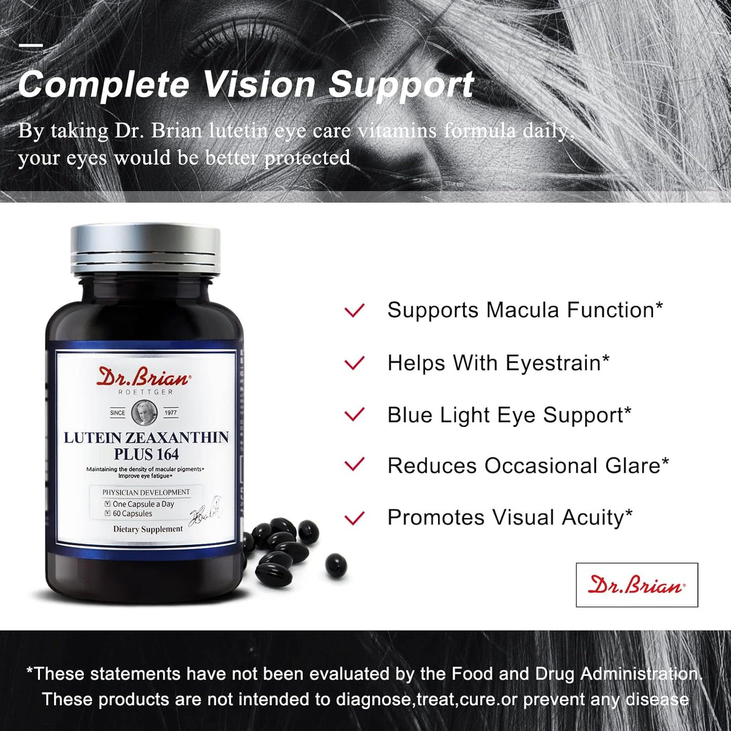 Dr. Brian Roettger Lutein and Zeaxanthin Eye Vitamins - 60 Non-GMO Capsules for Macular Degeneration and Dry Eyes