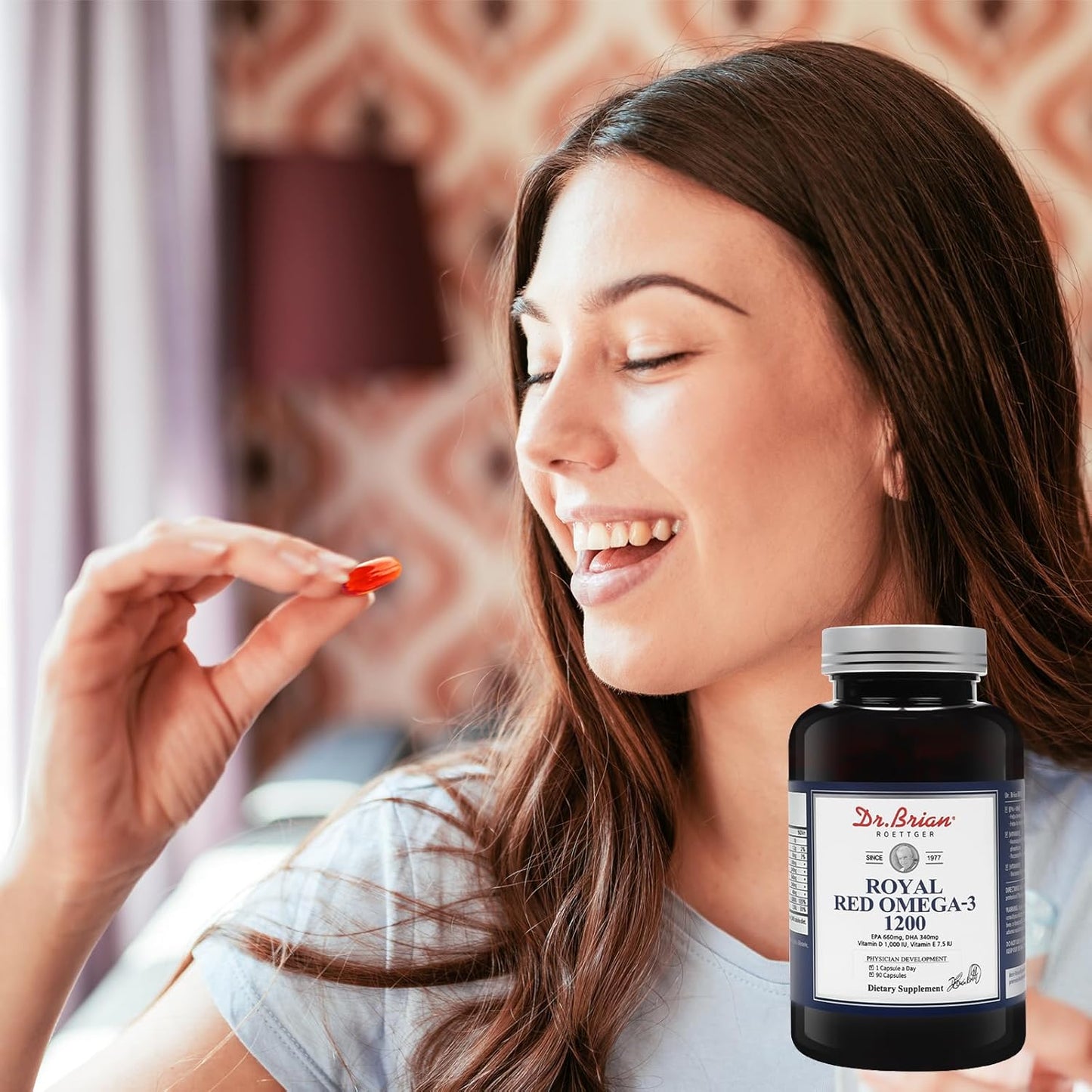 Dr. Brian Roettger Royal Red Omega 3 Fish Oil Supplement - 90 Soft Gels with EPA, DHA, Vitamin D & E for Physical Health