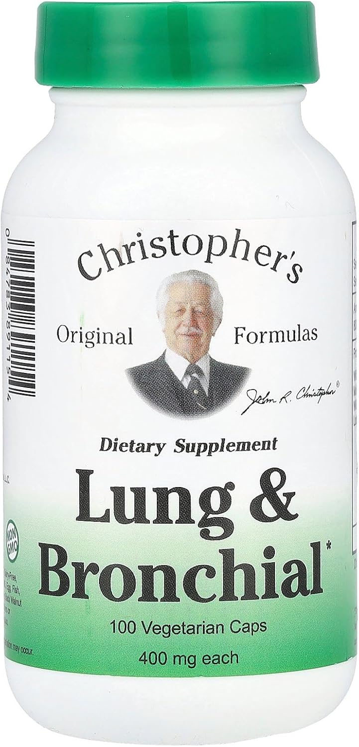 Dr. Christopher's Original Lung & Bronchial Formula Capsules - 100 Count, 400mg - Vegetarian Formula for All Genders