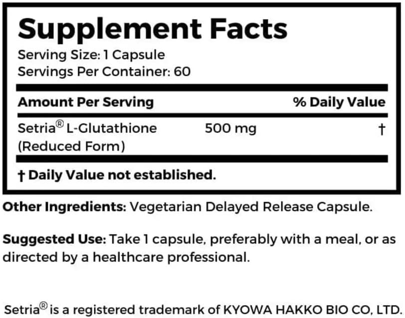 Dr. Clark Glutathione Reduced Antioxidant Supplement - 500 MG - 60 Capsules