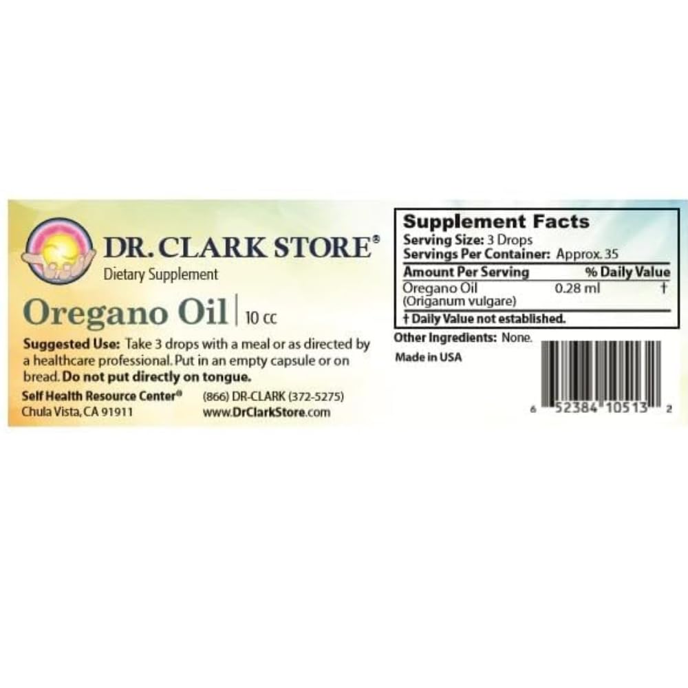 Dr. Clark Store 100% Pure Oregano Oil - 10cc, Natural Antioxidant for Immune Support