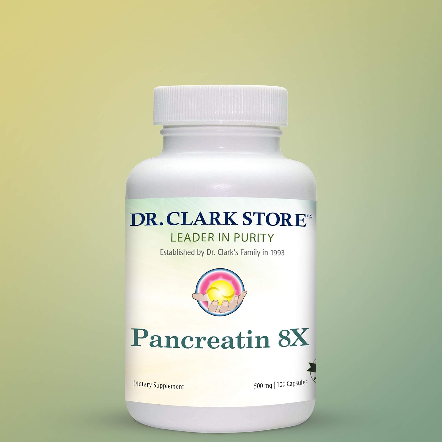 Dr. Clark Store Pancreatin 8X Enzyme Supplement 500mg | Supports Healthy Digestion - 100 Gelatin Capsules