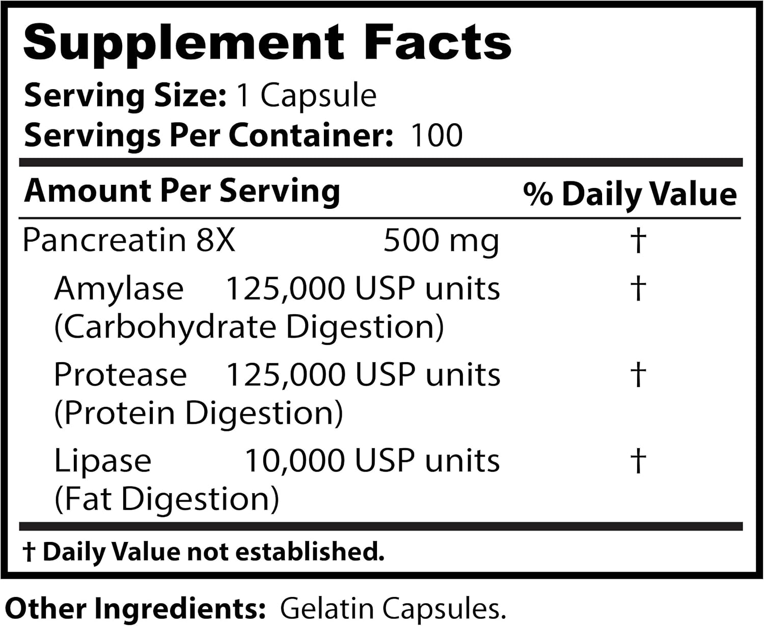 Dr. Clark Store Pancreatin 8X Enzyme Supplement 500mg | Supports Healthy Digestion - 100 Gelatin Capsules