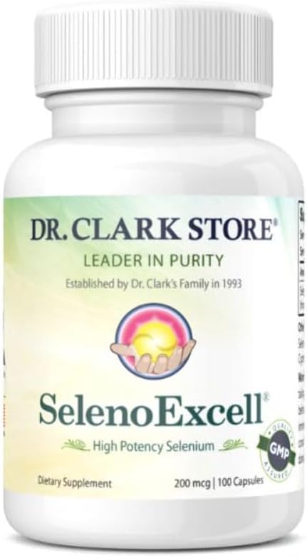 Dr Clark Store SelenoExcell Selenium Supplement - 200mcg, 100 Capsules for Immune Support and Antioxidant Protection