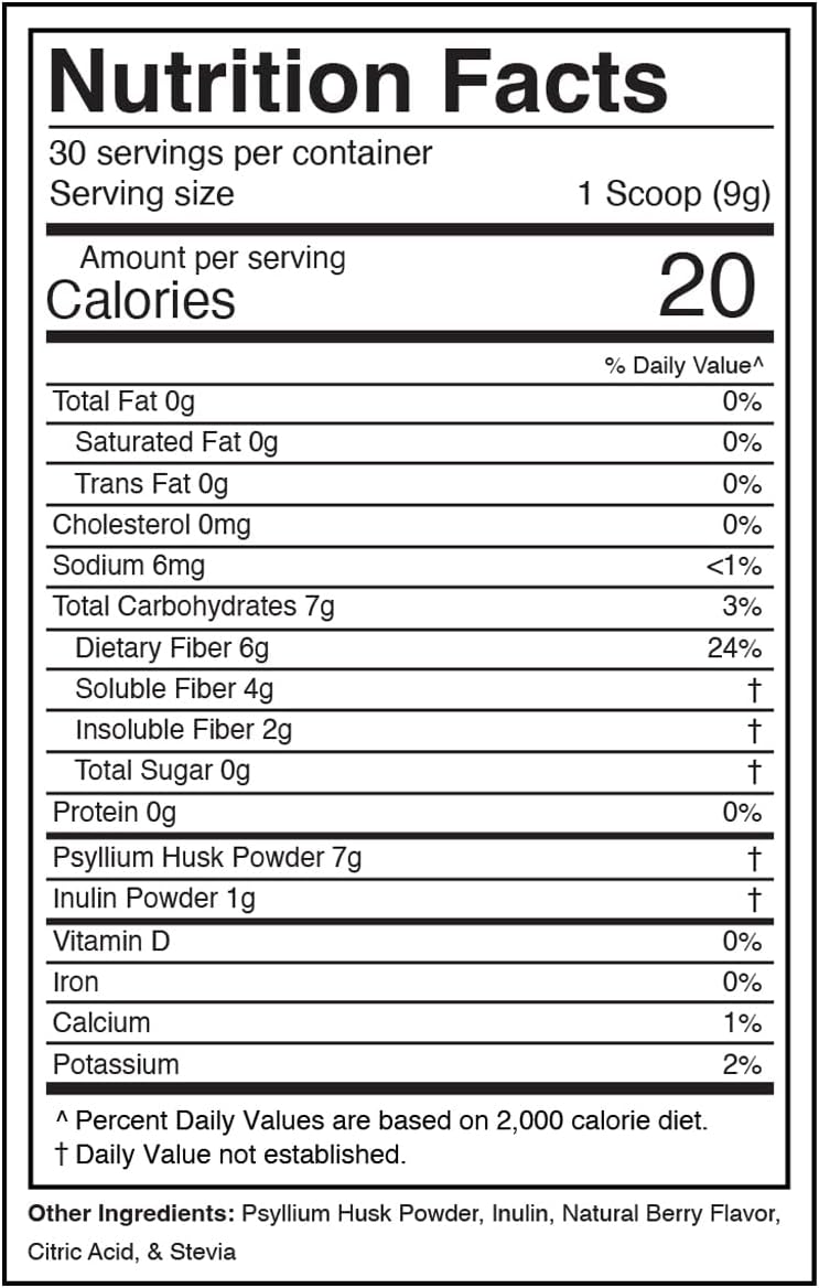 Dr Colbert MD Berry Fiber Zone Powder - Prebiotics, Soluble & Insoluble Fiber - Psyllium Husk & Inulin - 6g Fiber - 9.52 oz - Healthy Gut Zone Book Recommended