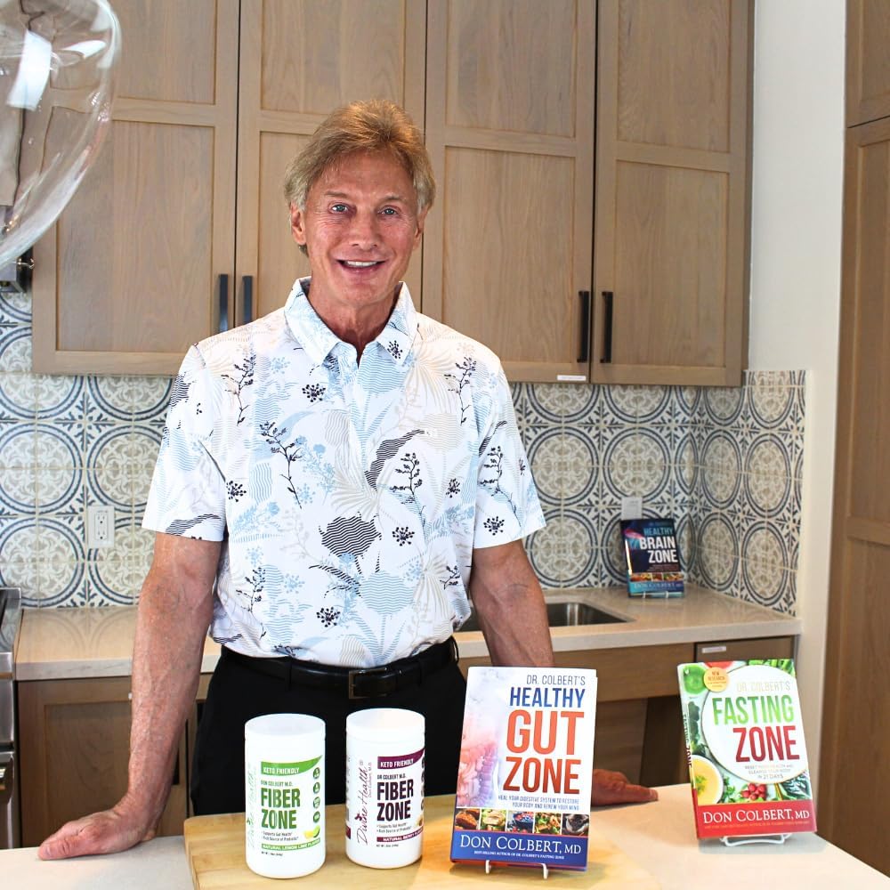 Dr. Colbert MD Fiber Zone Powder - Lemon Lime Flavor | Prebiotics, Psyllium Husk, Inulin | 6g Fiber | Keto & Healthy Gut Zone | 19 oz