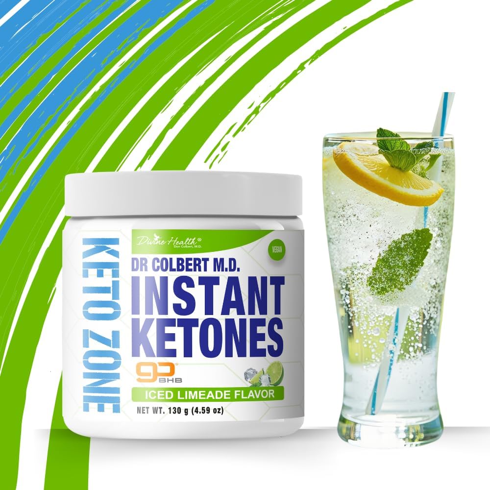 Dr. Colbert's Keto Zone Diet Limeade Instant Ketones Powder with GoBHB Exogenous Salts - 4.59oz