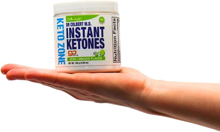 Dr. Colbert's Keto Zone Diet Limeade Instant Ketones Powder with GoBHB Exogenous Salts - 4.59oz