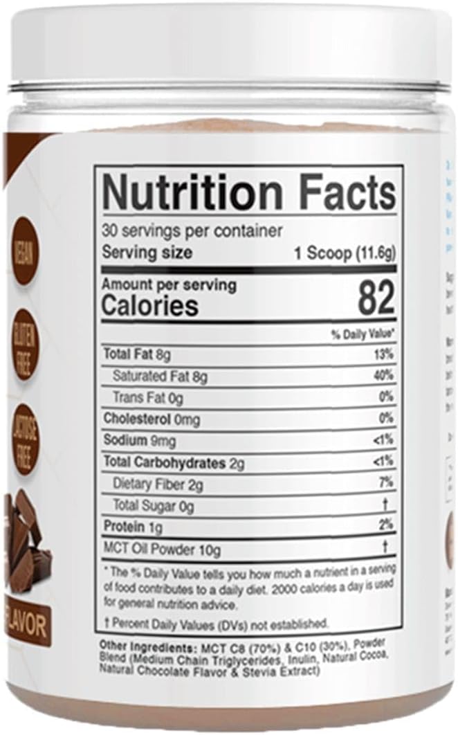 Dr. Colbert's Keto Zone MCT Oil Powder - Dutch Chocolate Flavored, All Natural, Keto Approved, 0 Net Carbs, Gluten Free - 30 Day Supply