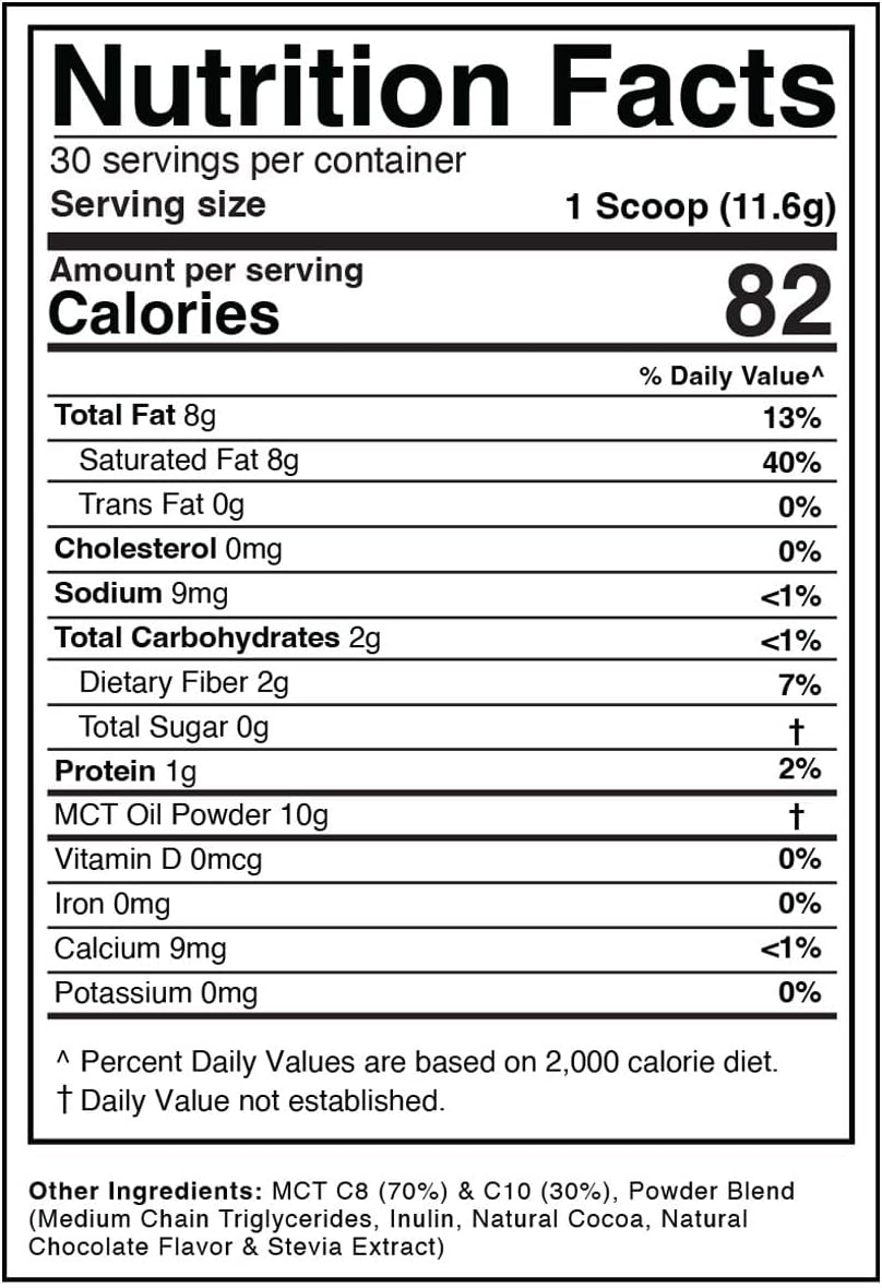 Dr. Colbert's Keto Zone MCT Oil Powder - Dutch Chocolate Flavored, All Natural, Keto Approved, 0 Net Carbs, Gluten Free - 30 Day Supply