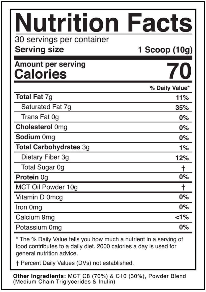 Dr. Colbert's Keto Zone MCT Oil Powder - Unflavored, 70% C8, 30% C10, 0 Net Carbs - 30 Day Supply of 300g - Gluten Free