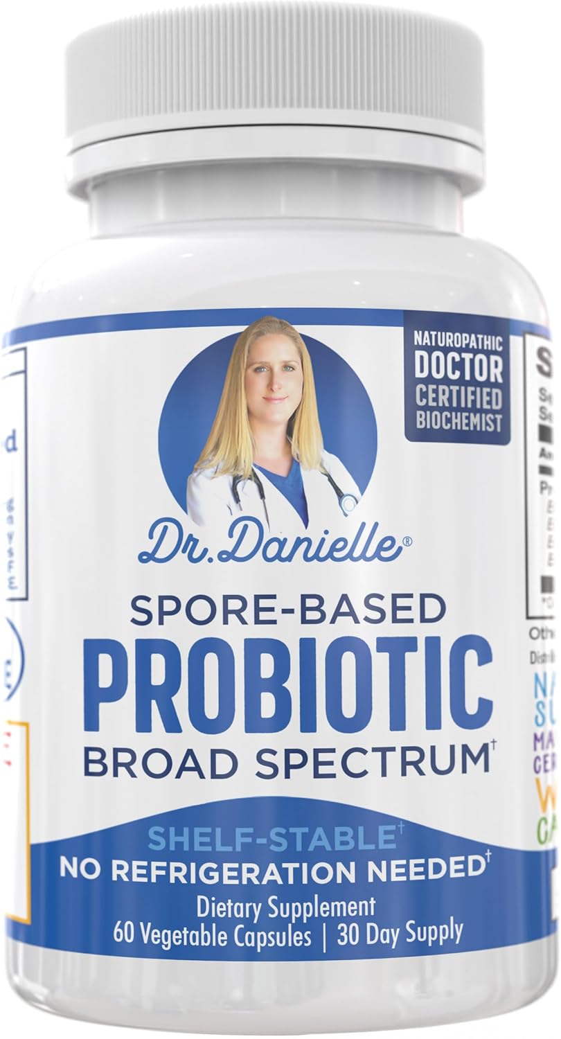 Dr. Danielle Probiotic Supplement - Shelf Stable Probiotics for Women and Men - 60 Capsules - Bacillus Strain - No Refrigeration Needed