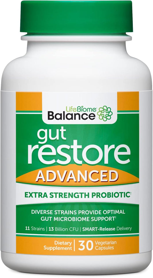 Dr. Drew Sinatra's LifeBiome Gut Restore Advanced Probiotic - 11 Multi Strains, Vegetarian Capsules