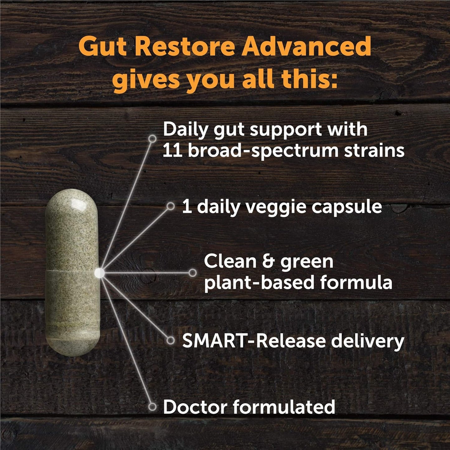 Dr. Drew Sinatra's LifeBiome Gut Restore Advanced Probiotic - 11 Multi Strains, Vegetarian Capsules