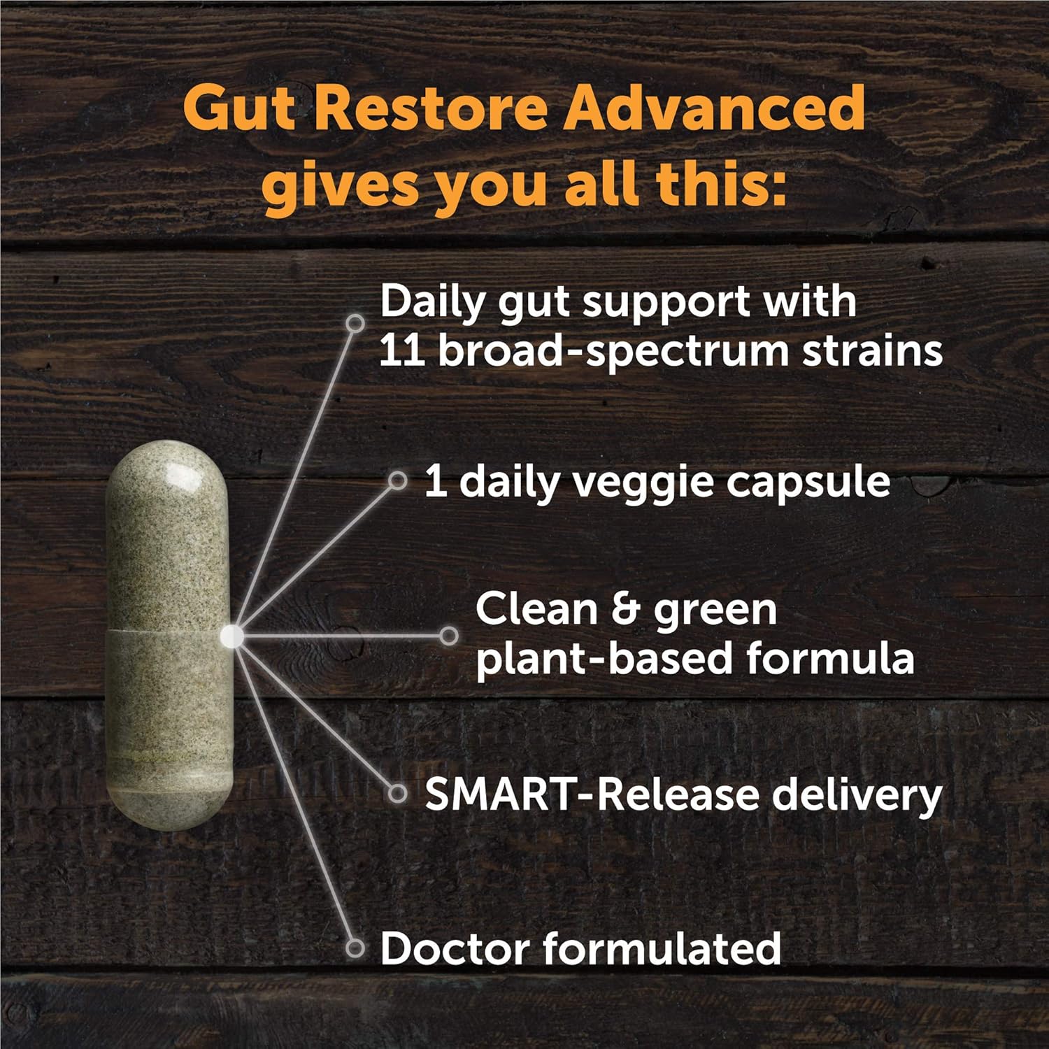 Dr. Drew Sinatra's LifeBiome Gut Restore Advanced Probiotic - 11 Multi Strains, Vegetarian Capsules