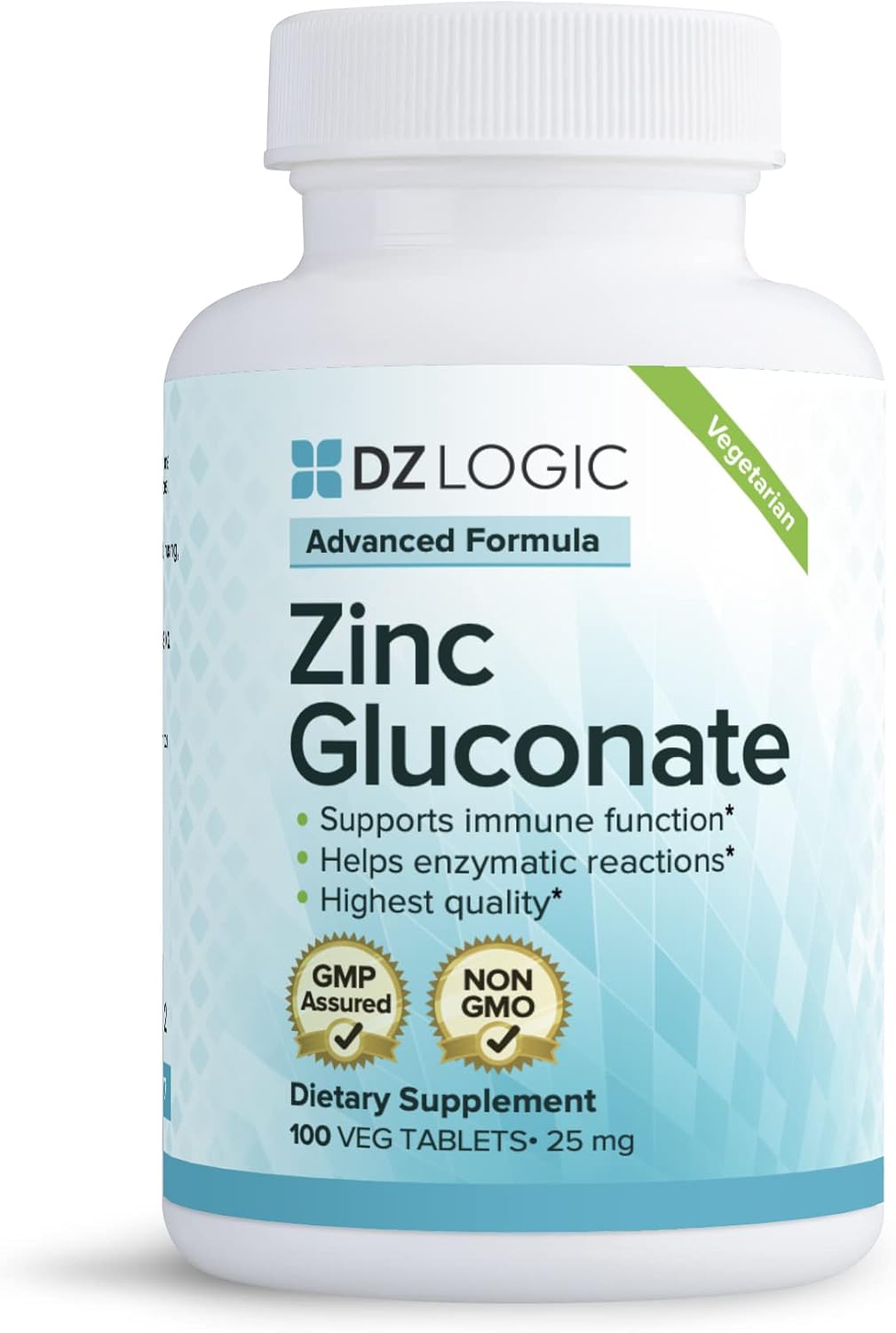 Dr. Dzugan's Advanced Zinc Gluconate Formula 25mg Tablets - Non-GMO, GMP Certified, Gluten Free, Vegetarian - Supports Immune Function