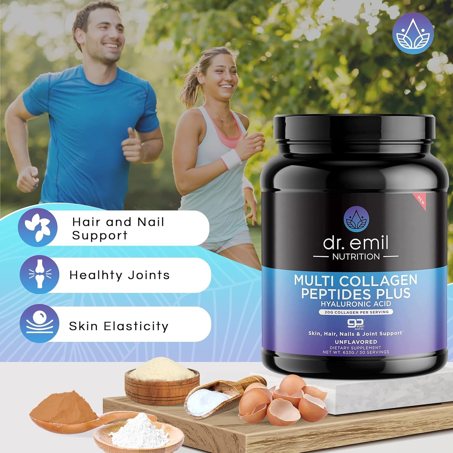 Dr. Emil Nutrition Collagen Bundle - Double the Benefits for Hair, Skin & Nails - Collagen Peptide Pills & Powder (30 Servings)