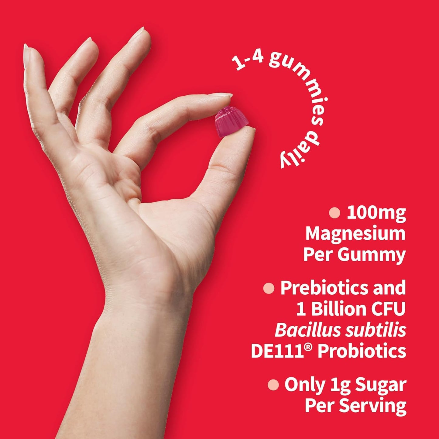 Dr. Formulated Magnesium Citrate Gummies with Prebiotics & Probiotics for Stress, Sleep & Recovery - Vegan, Gluten Free, Non-GMO - 60 Raspberry Gummies