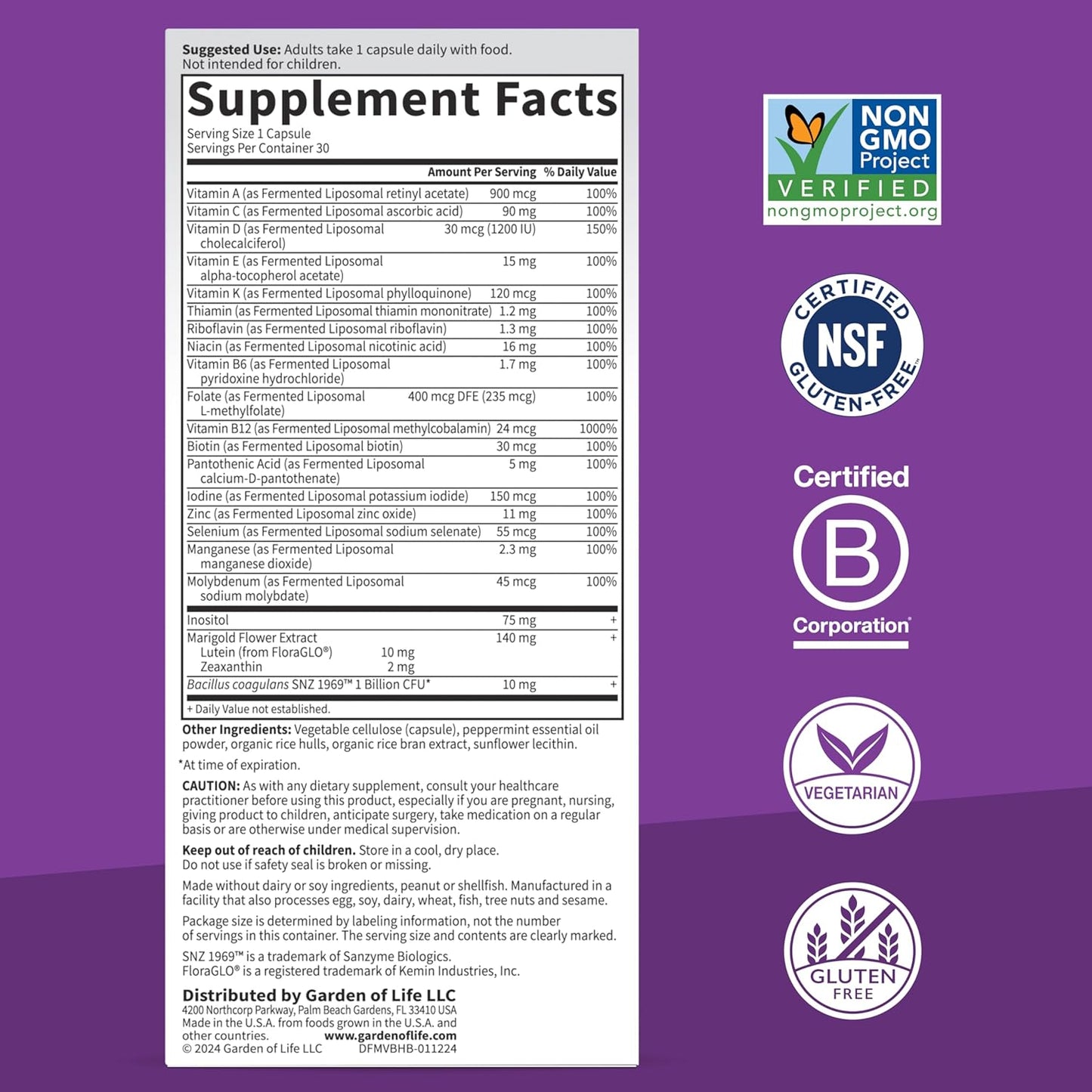 Dr. Formulated Multi+ Brain Health Capsules with Lutein, Zeaxanthin, Vitamin D3, and Probiotics for Memory, Focus, Digestive, and Immune Support