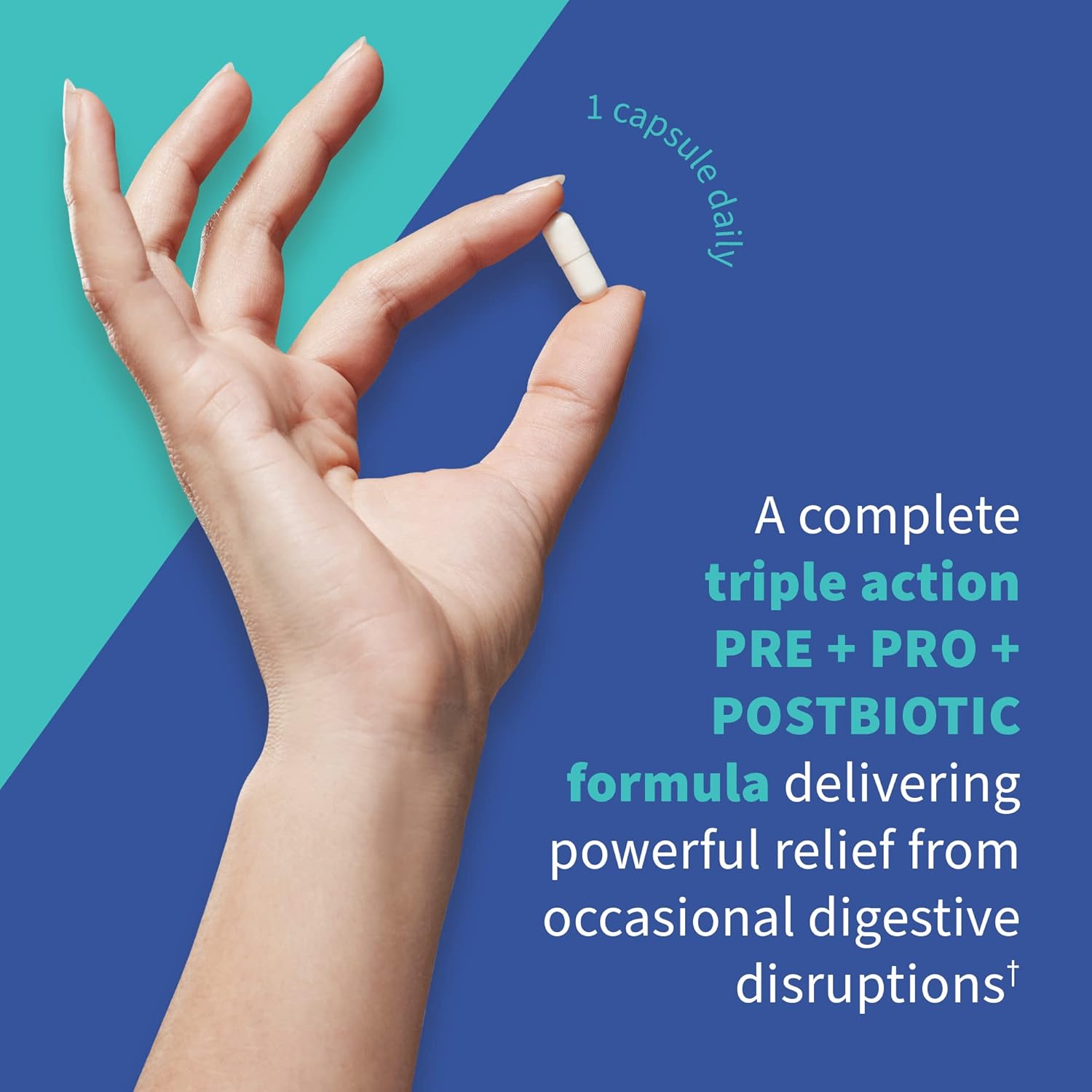 Dr Formulated Once Daily 3-in-1 Prebiotic, Probiotic, and Postbiotic Supplement for Men and Women - 50 Billion CFU, 30 Day Supply - Relieves Gas and Bloating