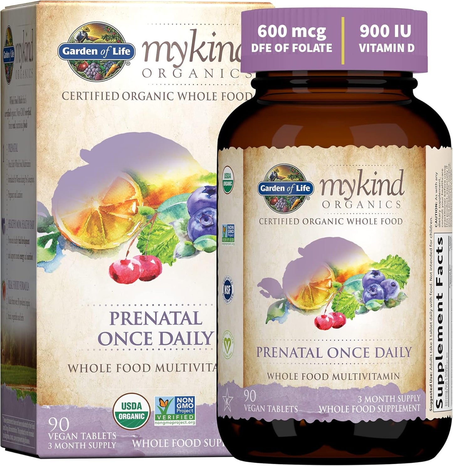 Dr. Formulated Prenatal Vitamin with Folate for Energy & Fetal Development + Probiotics for Gut Health - Garden of Life Organics