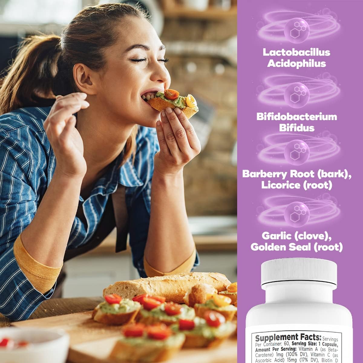 Dr. Formulated Probiotics with PAU D'Arco, Garlic, Goldenseal, Licorice, Barberry Root for Gut Health