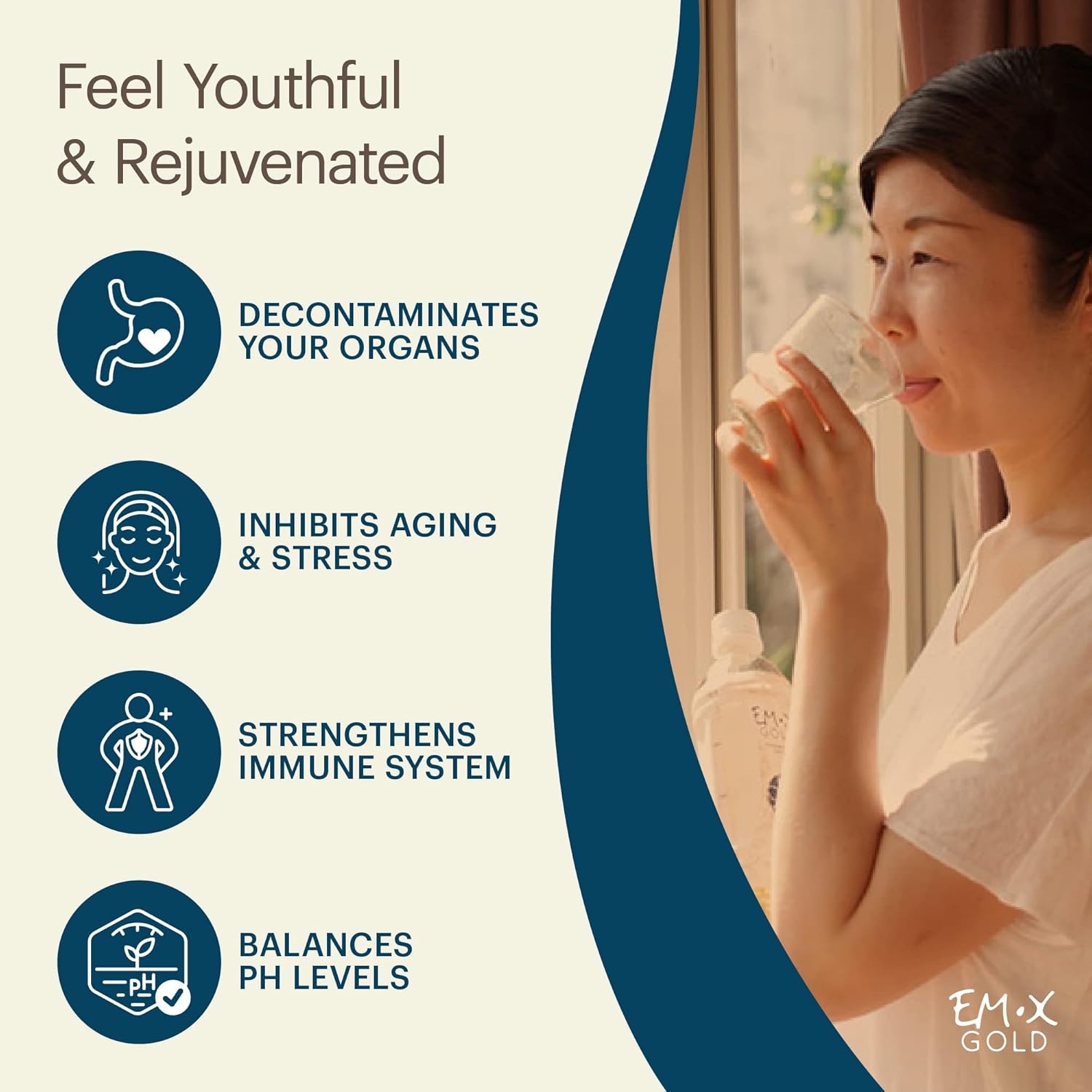 Dr. Formulated TeraGanix EM-X Gold Prebiotic Drink for Gut Health & Anti-Aging, Joint Pain Relief, Liquid Antioxidant Supplement (500mL)