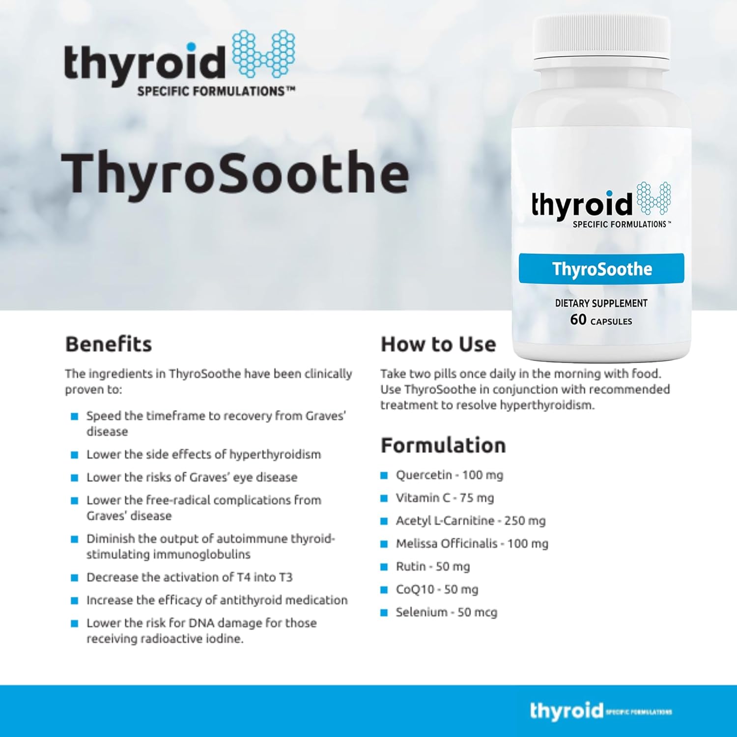 Dr. Formulated ThyroSoothe Supplement for Hyperthyroidism & Graves' - Natural Support with Selenium, Vitamin C, Lemon Balm - 30 Day Supply