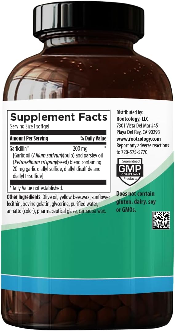 Dr. Izabella Wentz Rootcology Garlic Oil Softgels - Enteric-Coated for Reduced Odor - Immune and Cardiovascular Support - 60 Count