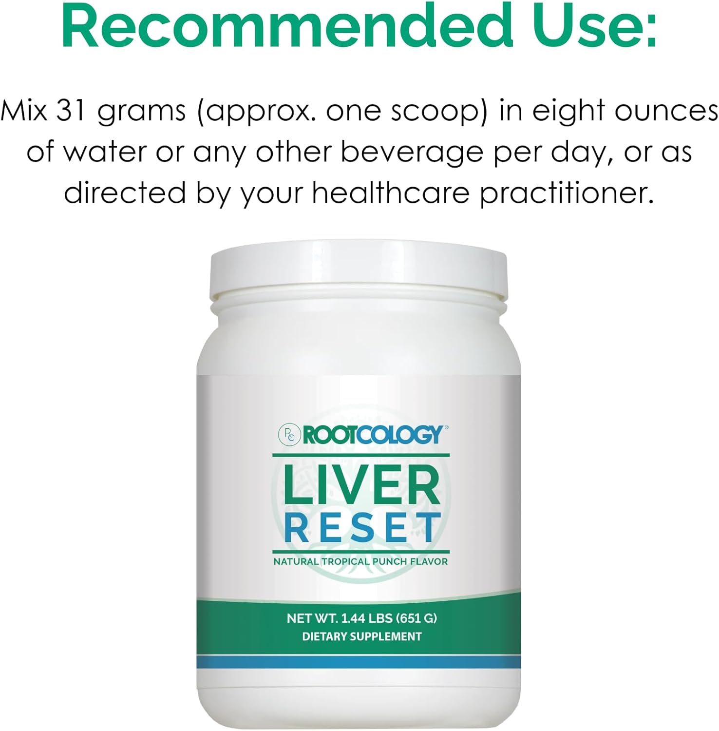 Dr. Izabella Wentz Rootcology Liver Reset Cleanse with Vitamin B6, B12 - 14g Protein, Tropical Punch Flavor - 651g