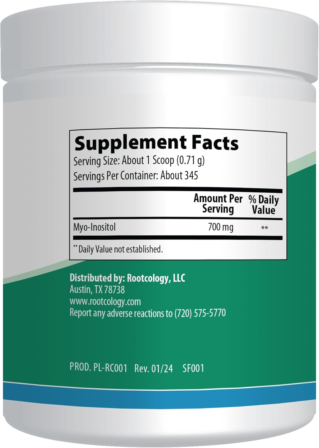 Dr. Izabella Wentz Rootcology Myo-Inositol Powder for Mood, Brain Health, and Liver Support - 250g